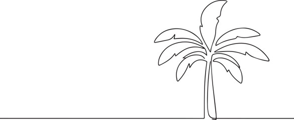 Banana tree one continuous line art, Vector illustration, One line art, Line art graphic style