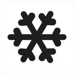 Black snowflake isolated on white background, a symbol of winter season