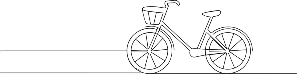 Bicycle one continuous line art, Vector illustration, One line art, Line art graphic style
