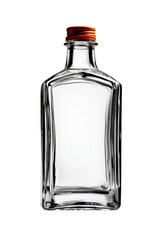 Transparent vodka bottle without a label, isolated on a white background. Perfect for product design, branding mockups, or alcohol advertising concepts.