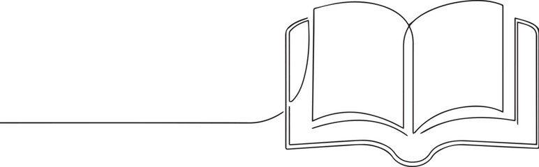 Book open with page one continuous line art, Vector illustration, One line art, Line art graphic style