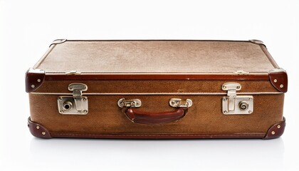 vintage old suitcase isolated on white or white background case cutout
