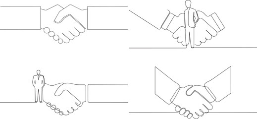 A group of Businessman shaking one continuous line art, Vector illustration, One line art, Line art graphic style