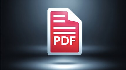 Red pdf document icon representing digital information, data storage, and efficient electronic file management, symbolizing technology, business communication, and computer software applications