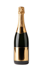 Elegant champagne bottle without a label, isolated on a white background. Ideal for product mockups, branding, packaging design, or festive beverage advertising.
