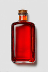 Alcohol bottle on white background, isolated glass container for beverage mockup and realistic 3D presentation.