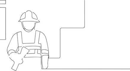 Construction worker one continuous line art, Vector illustration, One line art, Line art graphic style