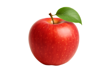Red apple with green leaf isolated on white background representing healthy eating nutrition organic fruit concept for diet wellness freshness and natural vegetarian lifestyle illustration