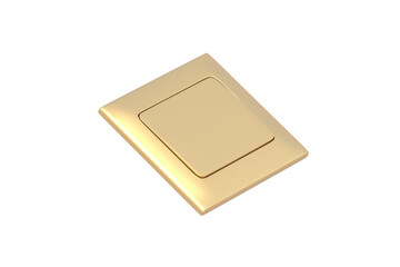 Golden wall mounted electric switcher isolated on white background. Interior element. Light toggle. 3d render