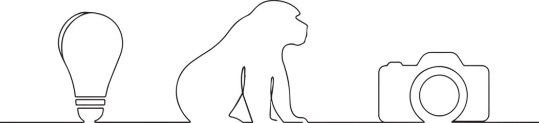 Apes one continuous line art, Vector illustration, One line art, Line art graphic style