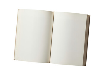 Blank open hardcover book or diary with thick textured cream colored pages for mockup