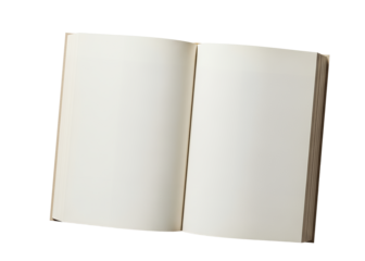 Blank open hardcover book or diary with thick textured cream colored pages for mockup