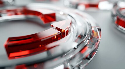 Dynamic abstract red arrow forms a circular path symbolizing progress, growth, and forward momentum in a modern, sleek design