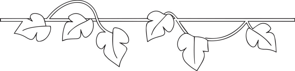 Ivy plant climbing one continuous line art, Vector illustration, One line art, Line art graphic style
