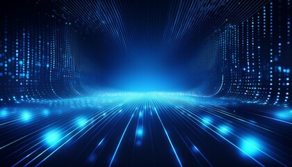 abstract digital technology background with blue light particles and glowing dots futuristic cyberspace design abstract futuristic data stream digital transformation