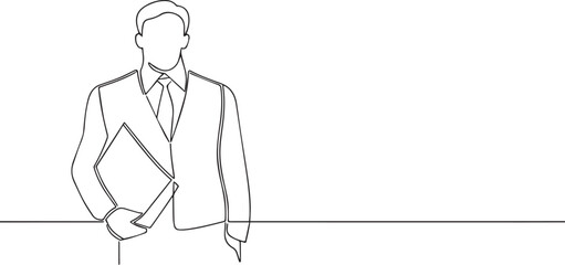A business man one continuous line art, Vector illustration, One line art, Line art graphic style