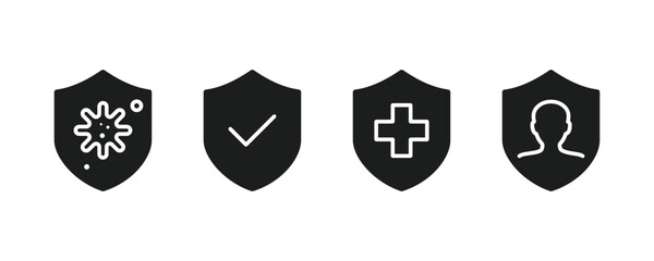 Immune system and antibacterial protection icon set. Bacteria, immunity, and virus protection icons.