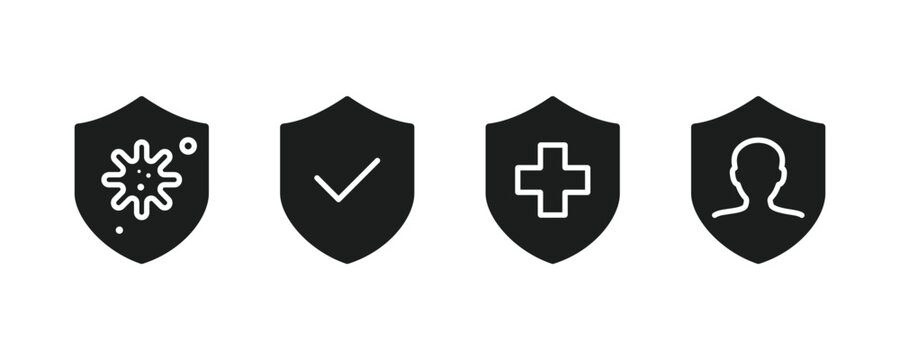 Immune system and antibacterial protection icon set. Bacteria, immunity, and virus protection icons.