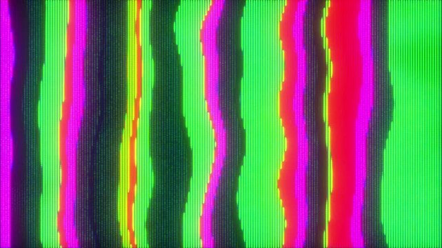 4K Abstract vertical glitch stripes in neon green, magenta, and black colors, concept of digital distortion, video signal error, cyberpunk aesthetic, modern media design, technology background, visual