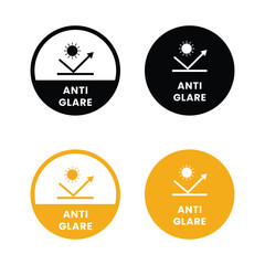 Anti-Glare Circle Logo – Vector Design for Product Label, Information Sticker, Screen Protection Badge, Anti-Glare sign, logo, badge, icon, sticker, label, emblem, stamp, symbol, black, line