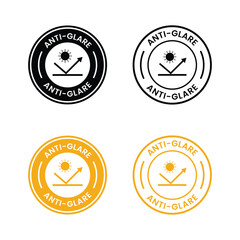 Anti-Glare Circle Logo – Vector Design for Product Label, Information Sticker, Screen Protection Badge, Anti-Glare sign, logo, badge, icon, sticker, label, emblem, stamp, symbol, black, line