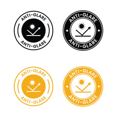 Anti-Glare Circle Logo – Vector Design for Product Label, Information Sticker, Screen Protection Badge, Anti-Glare sign, logo, badge, icon, sticker, label, emblem, stamp, symbol, black, line
