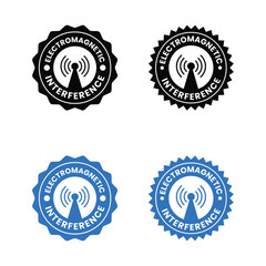 Electromagnetic interference badge logo template. Suitable for information and signal wifi. Electromagnetic interference sign, logo, badge, icon, sticker, label, emblem, stamp, symbol, black, line