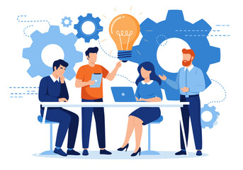 Business team brainstorming ideas and innovation, collaboration, problem-solving, and strategic planning in a modern office environment for success