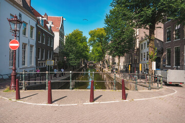 August 20, 2025, Amsterdam, Netherlands, view of a river on Oudezijds Achterburgwal street,