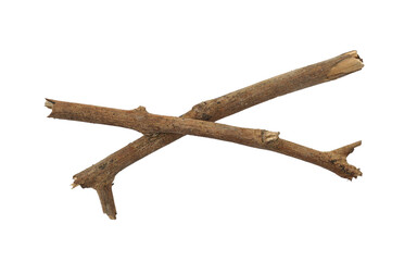 Tree branch or stick isolated on a transparent background, Rustic wood branch, Tree stick isolated on white background.