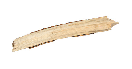 old wooden stick with cracks isolated on a white background, Tree stick isolated on transparent background.