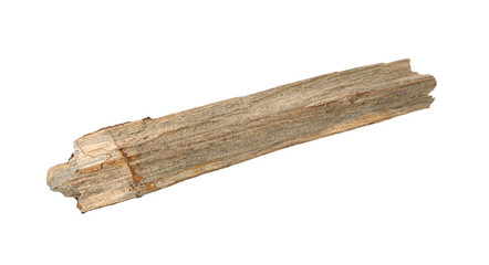 old wooden stick with cracks isolated on a white background, Tree stick isolated on transparent background.