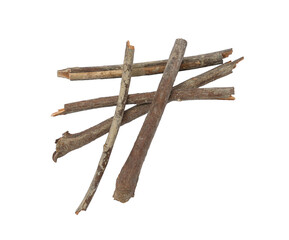 Wooden Stick PNG, Dry wood pile isolated on white background with clipping path, Tree branch or stick isolated on transparent background.