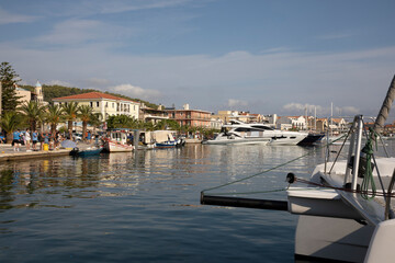 Fototapeta premium Kefalonia - Greece - August 15, 2025: Argostoli harbor,, Kefalonia, Greece.