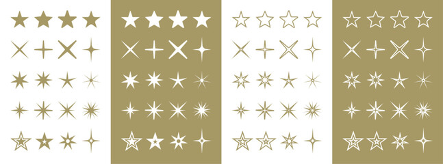 Stars collection. Star vector icons. Golden set of Stars, Christmas Star icon set. Stars in modern simple flat style. Vector