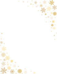 Christmas snowflakes and stars corners background. Winter gold snow falling vector illustration