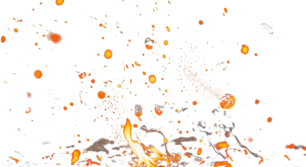 floating Glowing fire particles and ashes with bokeh isolated on dark background clean png