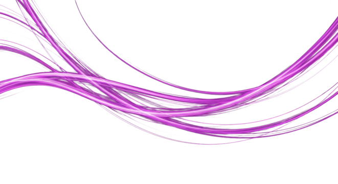 flowing magenta and violet neon lines curved light trails soft blur edges glowing ribbons of energy clean png