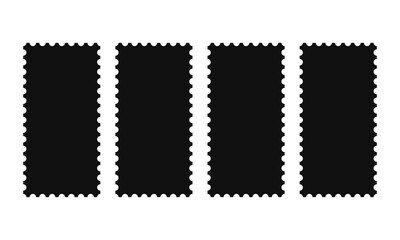 Four Tall Rectangles Perforated Postage Stamps