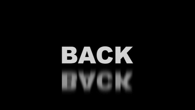 BACK - Glitch Effect animation. we'll be right back text animated word with retro glitch effect. 4k Stream footage animation for video transitions