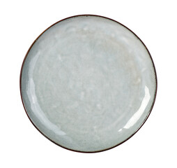 Empty gray plate isolated on white or transparent background, top view 