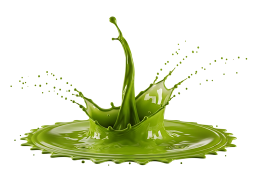 Vibrant green paint splash creating a crown shape isolated on transparent background