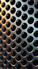 Macro shot of CO2 absorption filters showing porous stainless material with condensation details.