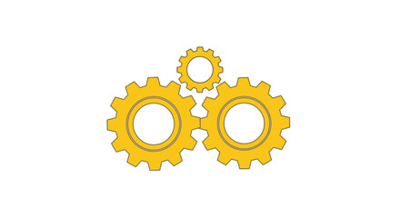 Interlocking golden gears representing teamwork and mechanical connection