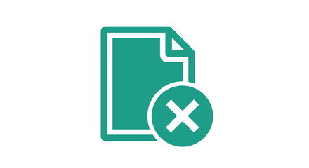 Document with a cross symbol indicating cancellation or rejection