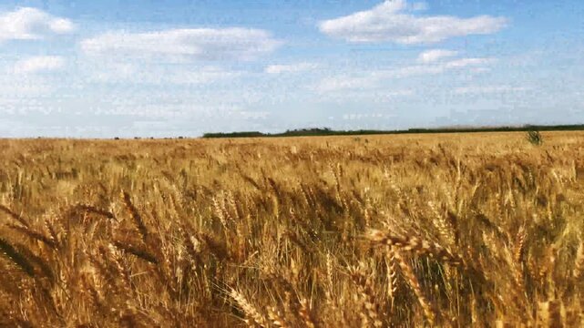 farm wheat field in sunny day