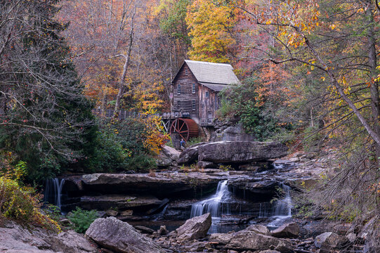 Glade Crist Mill Babcock State Park in West Virginia during fall