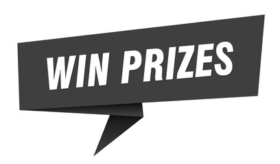 win prizes banner. win prizes speech bubble, label, sticker, sign template