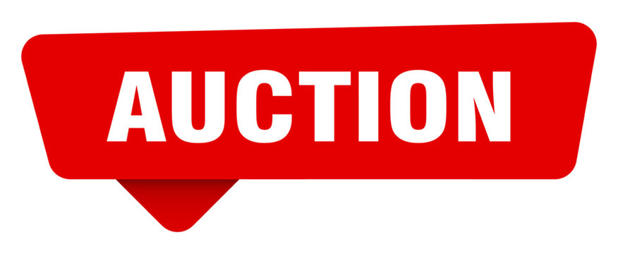 auction red sticker isolated on transpatent background. auction sign