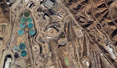 Morenci Copper Mine, Arizona, USA: High-Resolution Aerial View of Massive Open-Pit Mining and...